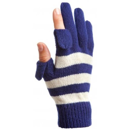 JOHN DYLAN Striped Wool Knit Texting Gloves Navy  Ivory JO1147993